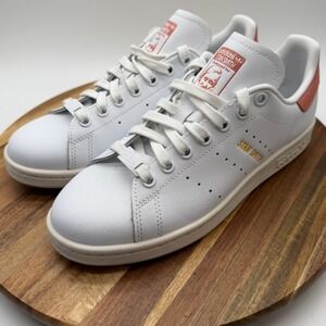 Adidas Stan Smith Women's Size 6 1/2 White Coral Textured Heel Sneaker